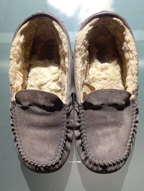 Ugg Grey leather slippers size 9